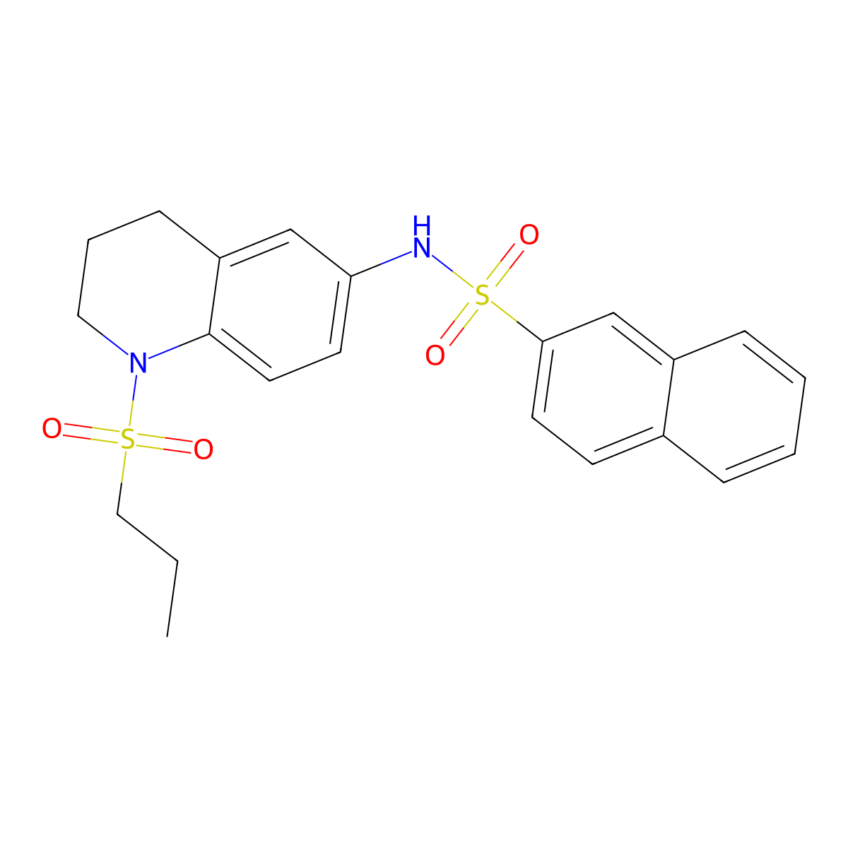 N-(1-(propylsulfonyl)-1,2,3,4-tetrahydroquinolin-6-yl)naphthalene-2-sulfonamide molecular structure, CAS 1171072-29-9