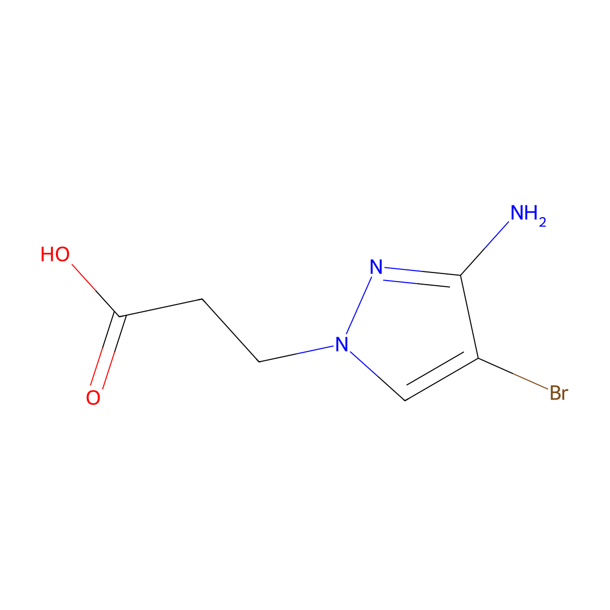 3-(3-amino-4-bromo-1H-pyrazol-1-yl)propanoic acid molecular structure, CAS 1171078-69-5