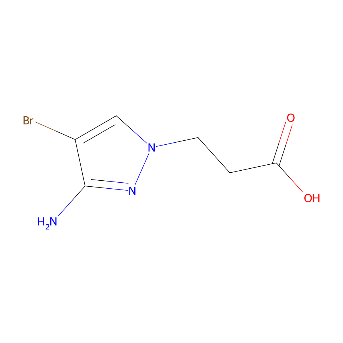 3-(3-amino-4-bromo-1H-pyrazol-1-yl)propanoic acid molecular structure, CAS 1171078-69-5