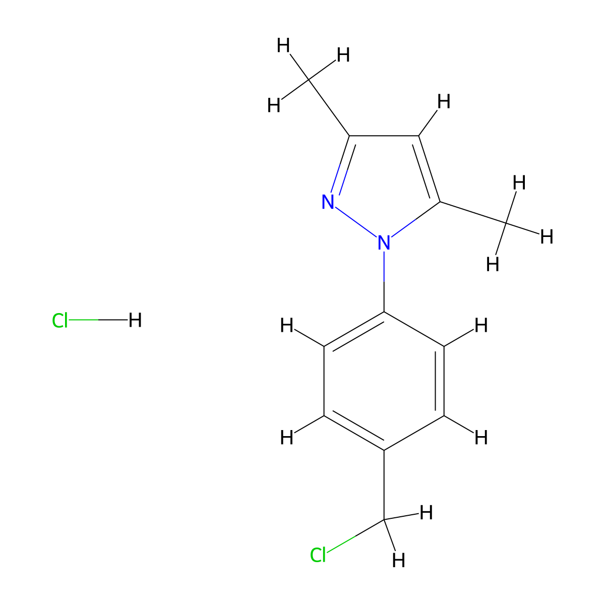 1-(4-(chloromethyl)phenyl)-3,5-dimethyl-1H-pyrazole hydrochloride molecular structure, CAS 1171078-98-0