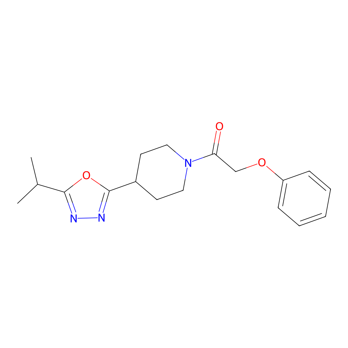 1-(4-(5-Isopropyl-1,3,4-oxadiazol-2-yl)piperidin-1-yl)-2-phenoxyethanone molecular structure, CAS 1171079-80-3