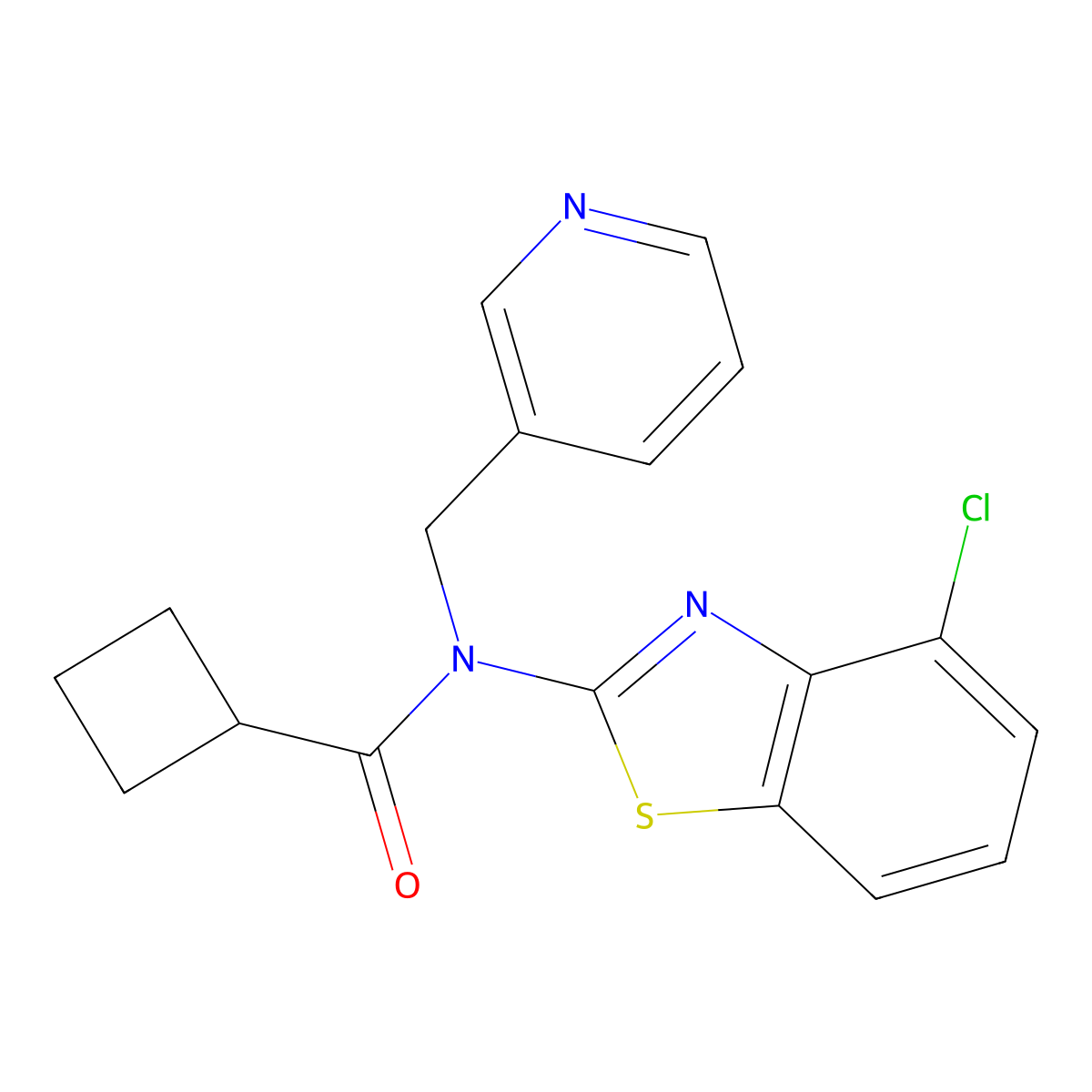 N-(4-chlorobenzo[d]thiazol-2-yl)-N-(pyridin-3-ylmethyl)cyclobutanecarboxamide molecular structure, CAS 1171080-31-1