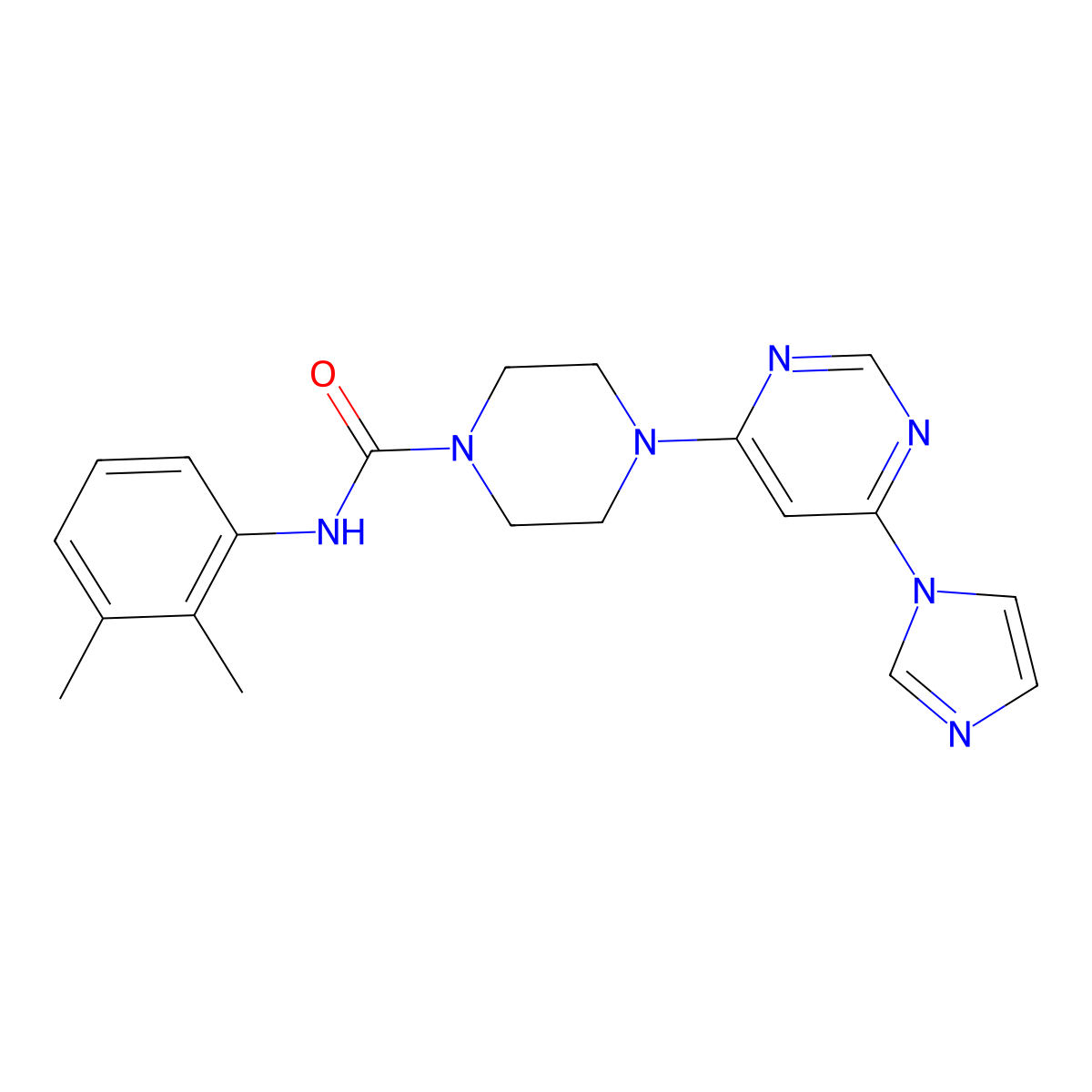 4-(6-(1H-imidazol-1-yl)pyrimidin-4-yl)-N-(2,3-dimethylphenyl)piperazine-1-carboxamide molecular structure, CAS 1171081-51-8