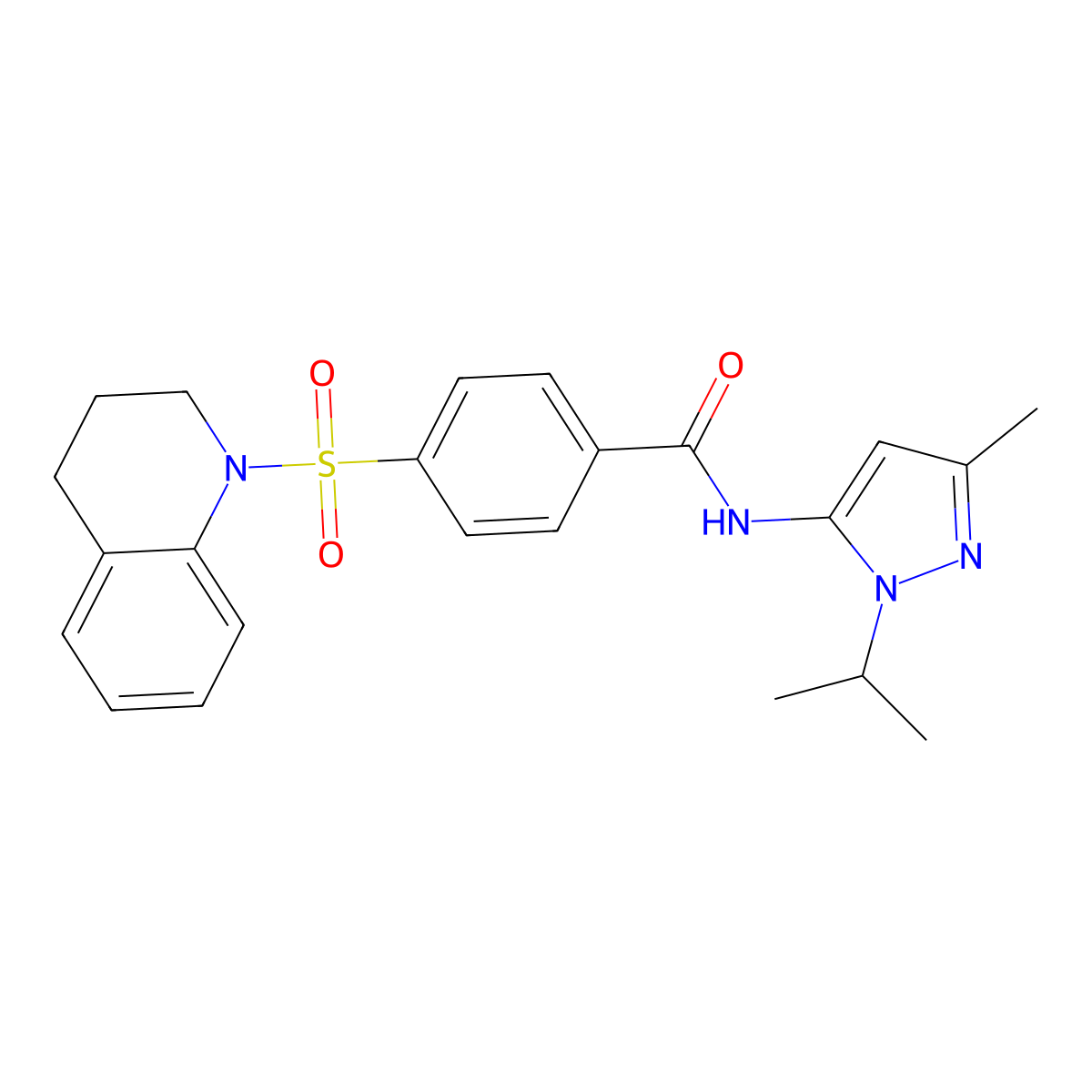 4-((3,4-dihydroquinolin-1(2H)-yl)sulfonyl)-N-(1-isopropyl-3-methyl-1H-pyrazol-5-yl)benzamide molecular structure, CAS 1171083-12-7