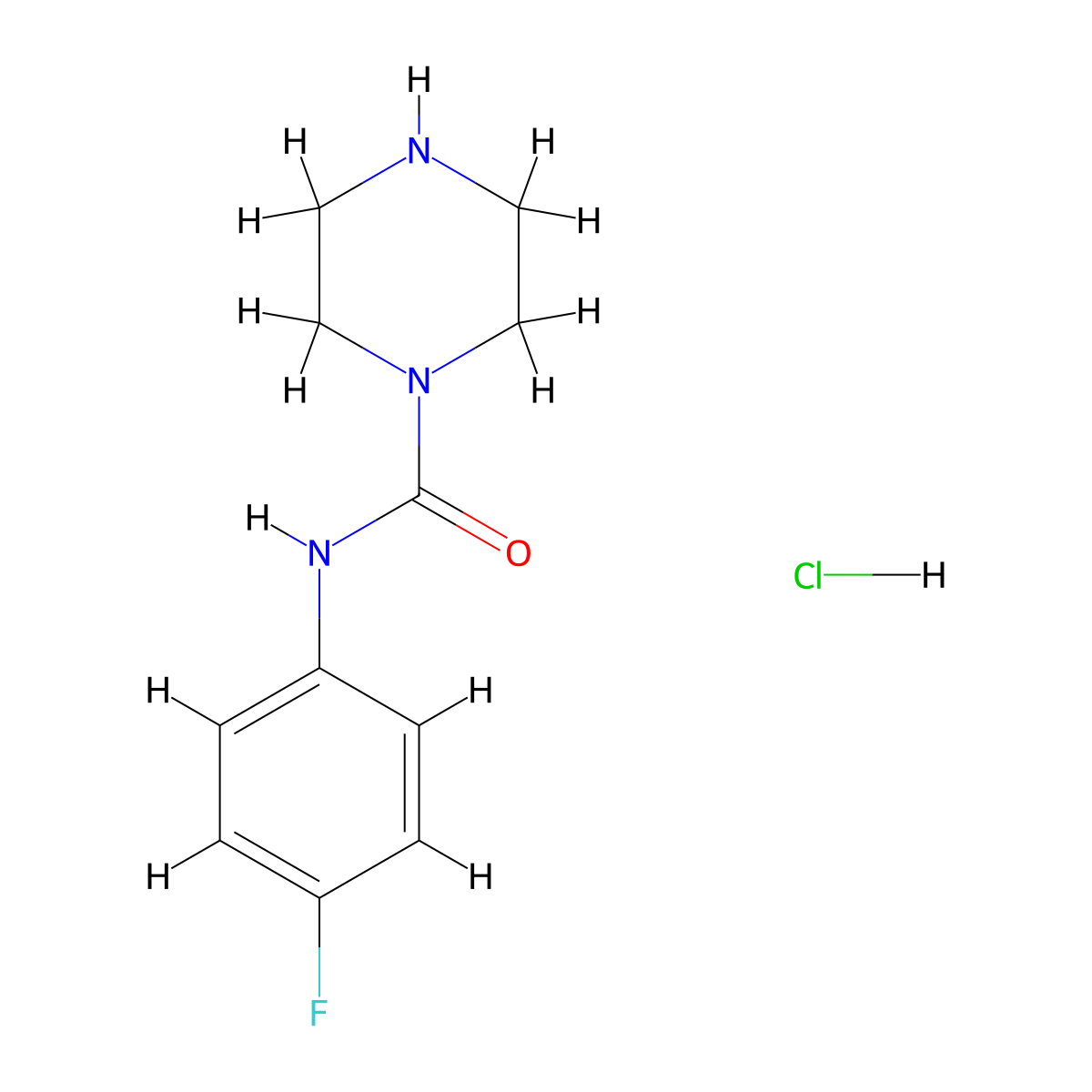 N-(4-fluorophenyl)piperazine-1-carboxamide hydrochloride molecular structure, CAS 1171083-41-2