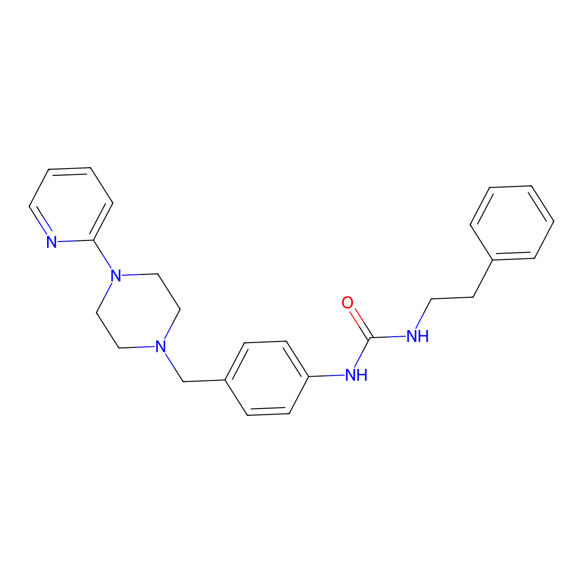 1-Phenethyl-3-(4-((4-(pyridin-2-yl)piperazin-1-yl)methyl)phenyl)urea molecular structure, CAS 1171083-50-3