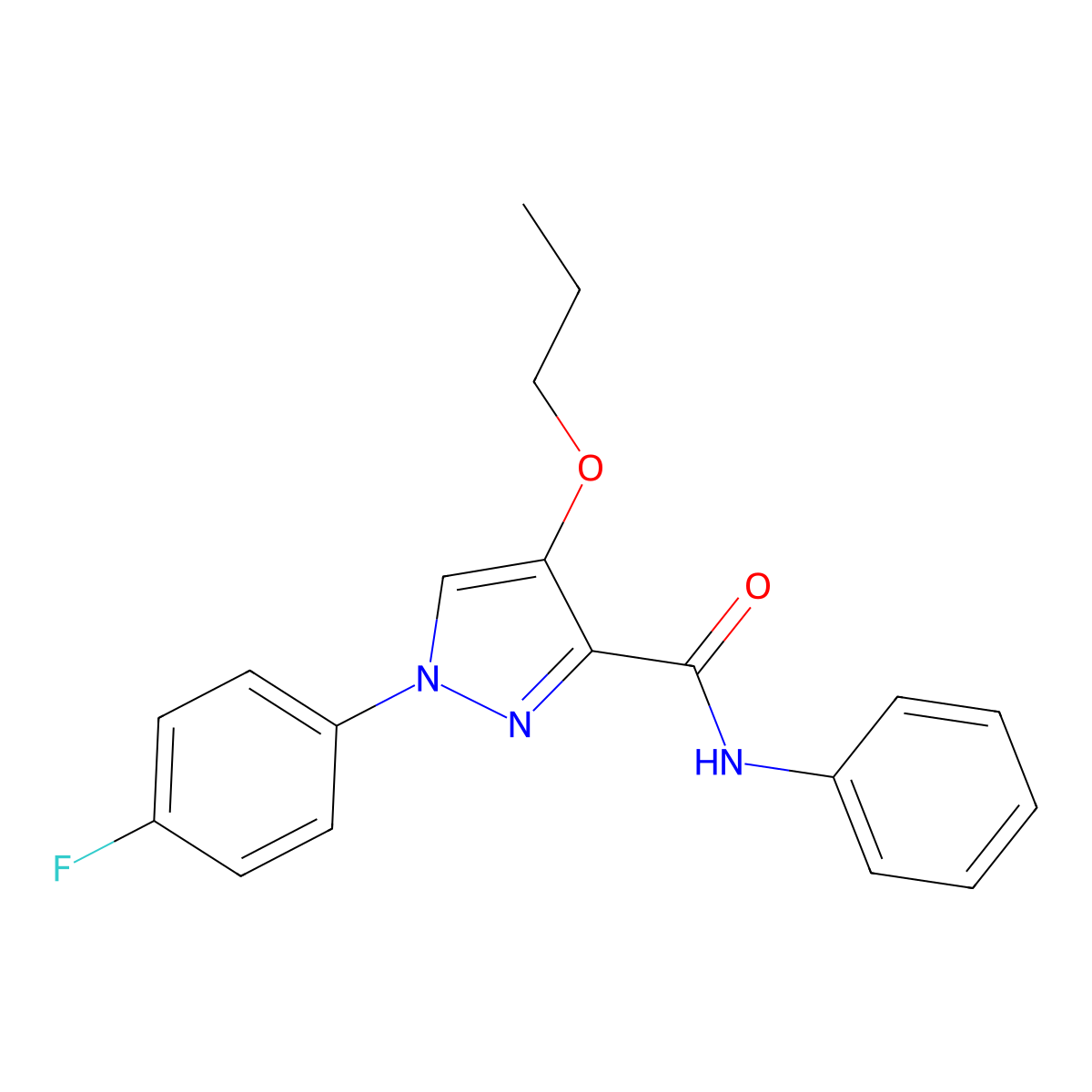 1-(4-fluorophenyl)-N-phenyl-4-propoxy-1H-pyrazole-3-carboxamide molecular structure, CAS 1171084-10-8