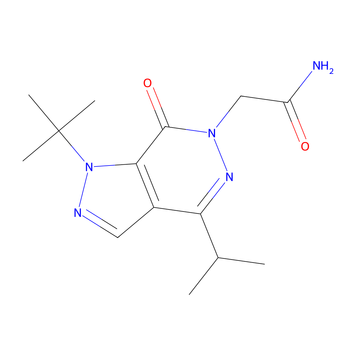 2-(1-(tert-butyl)-4-isopropyl-7-oxo-1H-pyrazolo[3,4-d]pyridazin-6(7H)-yl)acetamide molecular structure, CAS 1171085-25-8