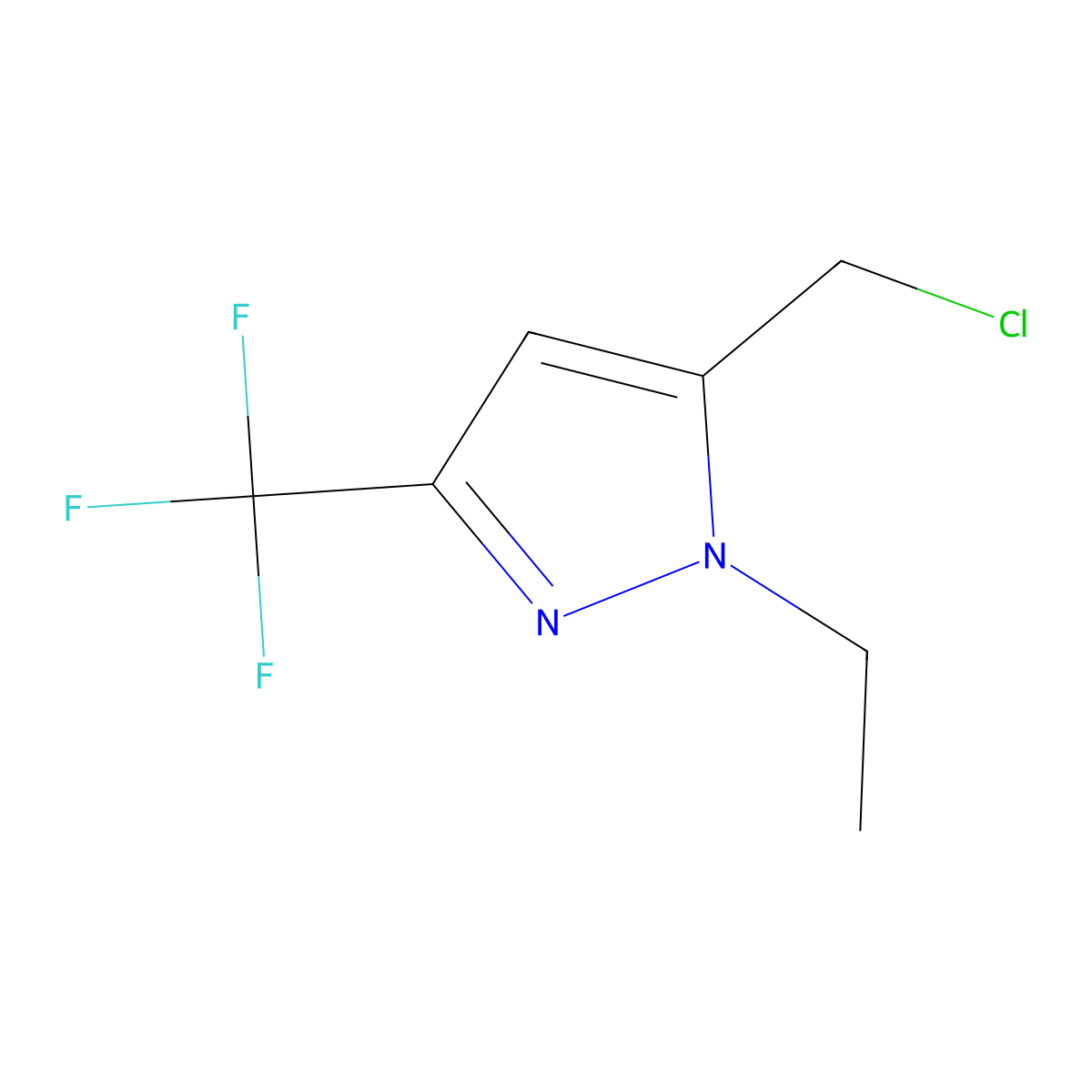 5-(chloromethyl)-1-ethyl-3-(trifluoromethyl)-1H-pyrazole molecular structure, CAS 1171086-33-1