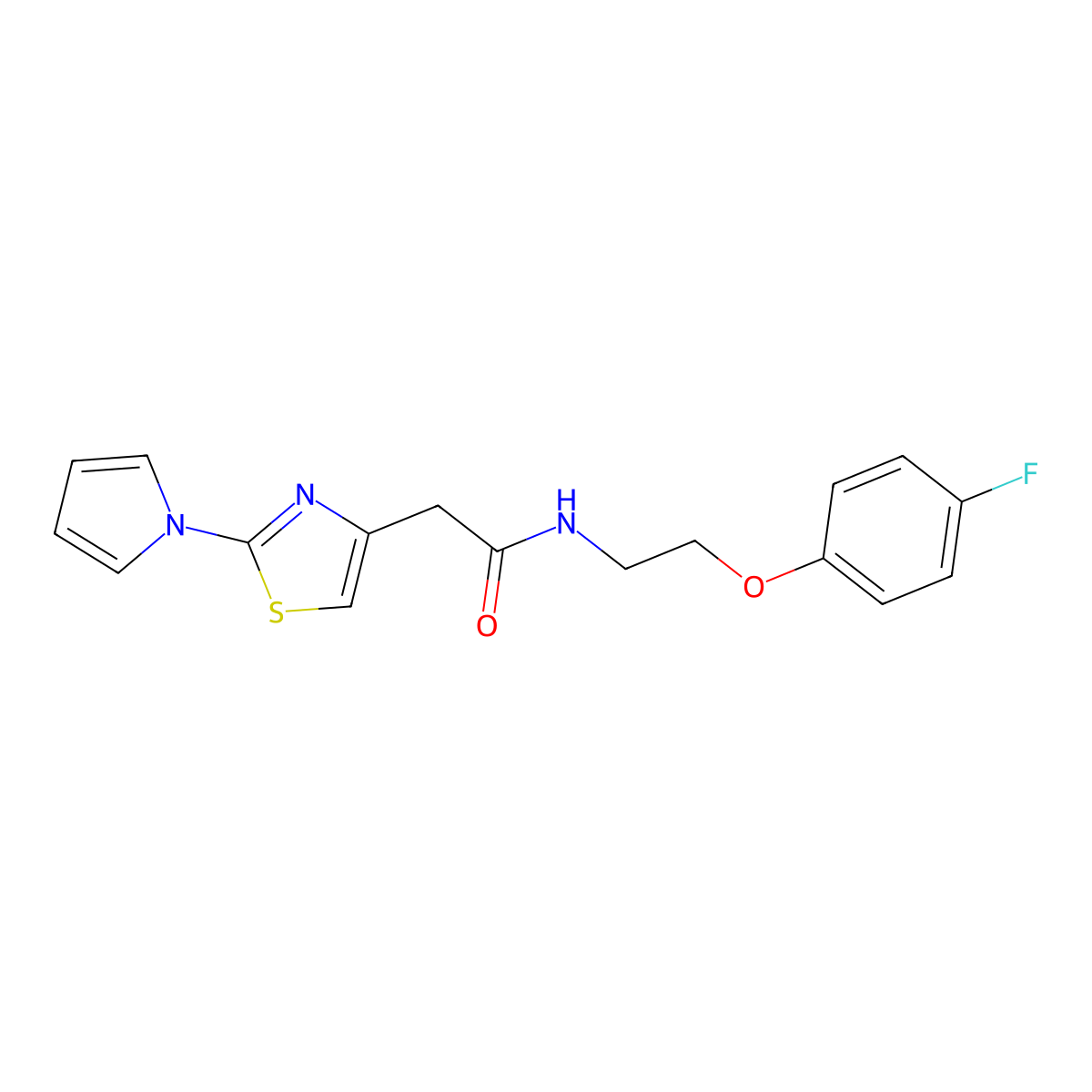 2-(2-(1H-pyrrol-1-yl)thiazol-4-yl)-N-(2-(4-fluorophenoxy)ethyl)acetamide molecular structure, CAS 1171086-79-5