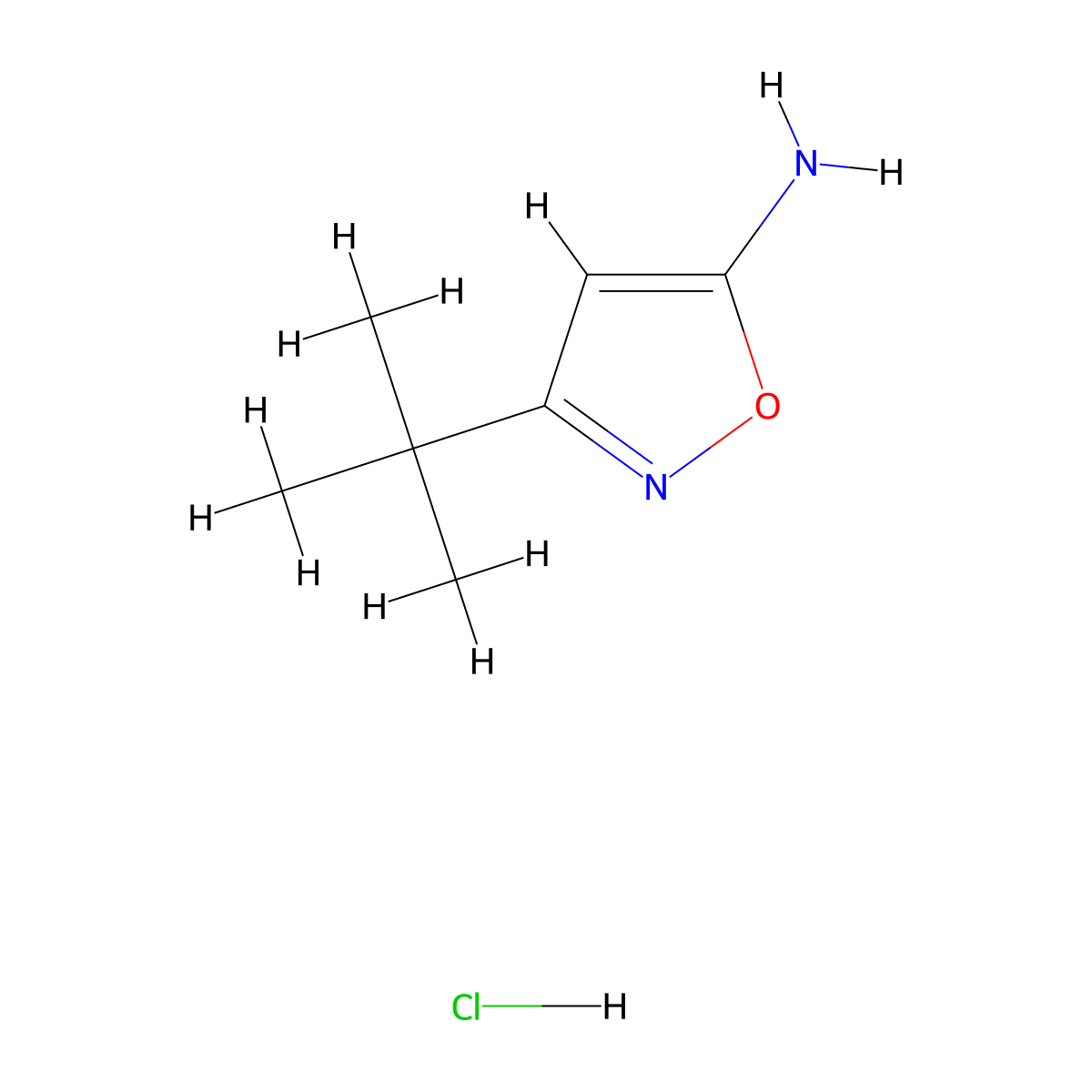 3-Tert-butyl-1,2-oxazol-5-amine hydrochloride molecular structure, CAS 1171086-95-5