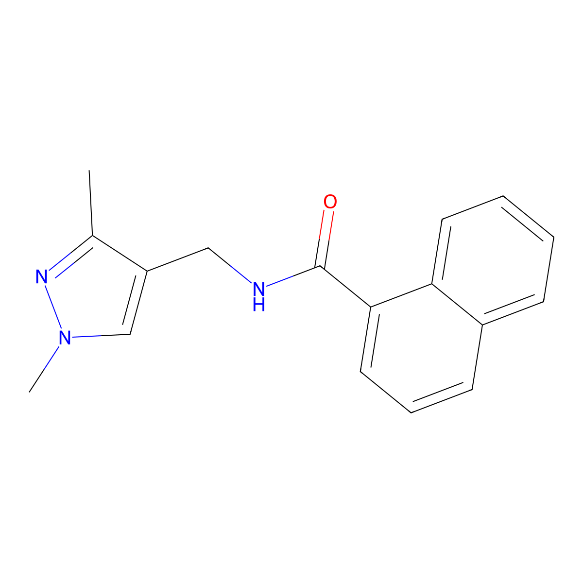 N-((1,3-dimethyl-1H-pyrazol-4-yl)methyl)-1-naphthamide molecular structure, CAS 1171089-92-1