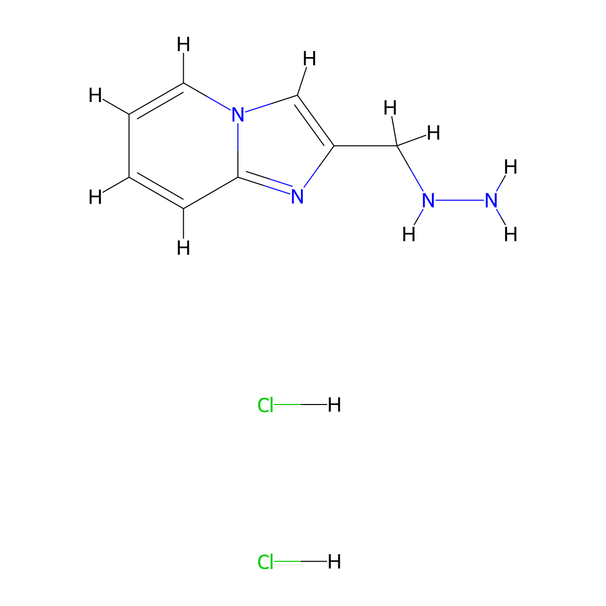 {Imidazo[1,2-a]pyridin-2-ylmethyl}hydrazine dihydrochloride molecular structure, CAS 1171091-33-0