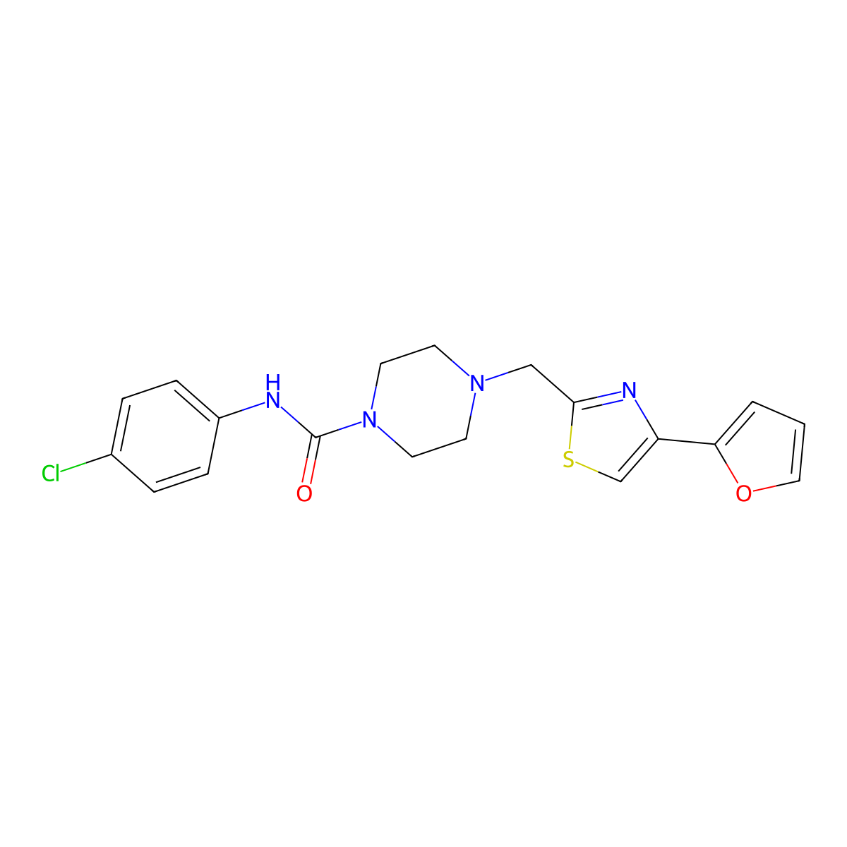 N-(4-chlorophenyl)-4-((4-(furan-2-yl)thiazol-2-yl)methyl)piperazine-1-carboxamide molecular structure, CAS 1171096-21-1