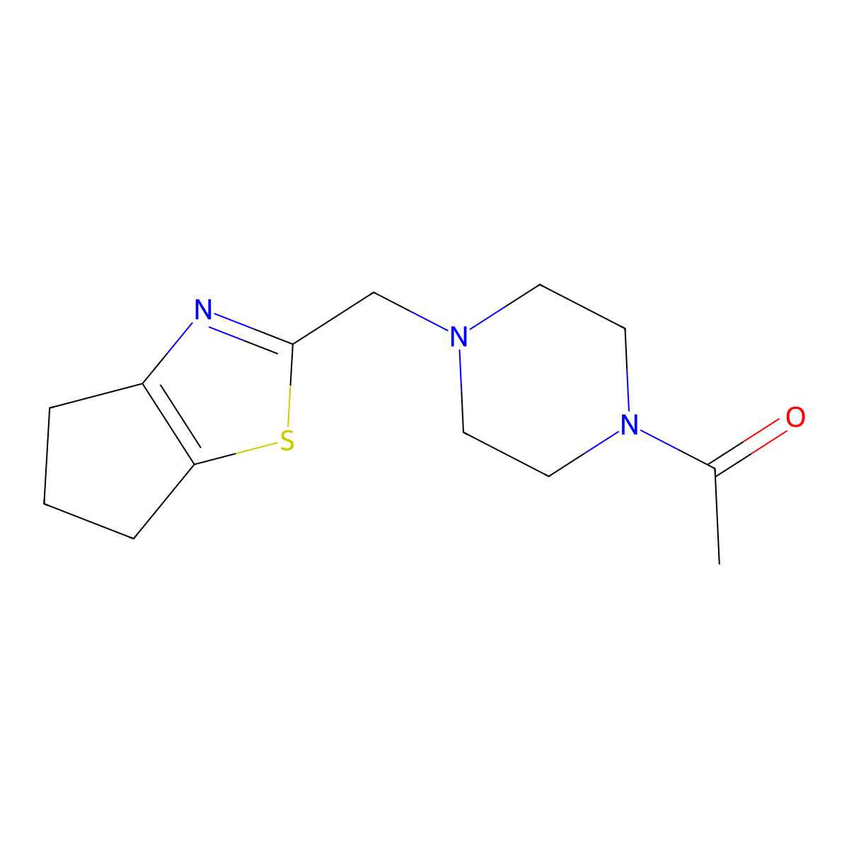 1-(4-((5,6-dihydro-4H-cyclopenta[d]thiazol-2-yl)methyl)piperazin-1-yl)ethanone molecular structure, CAS 1171099-30-1