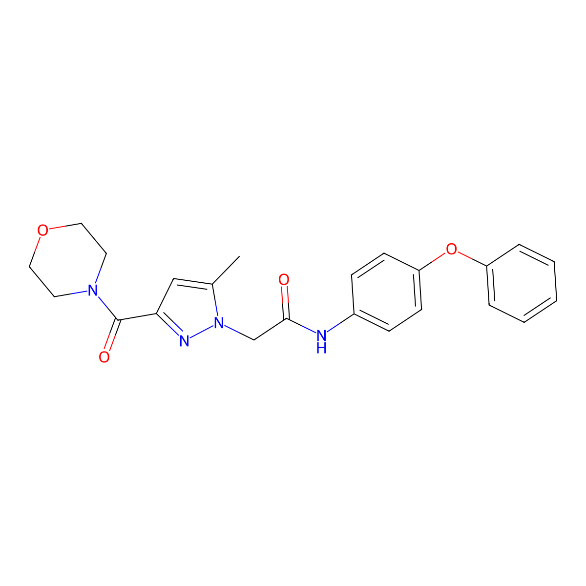 2-(5-methyl-3-(morpholine-4-carbonyl)-1H-pyrazol-1-yl)-N-(4-phenoxyphenyl)acetamide molecular structure, CAS 1171099-52-7