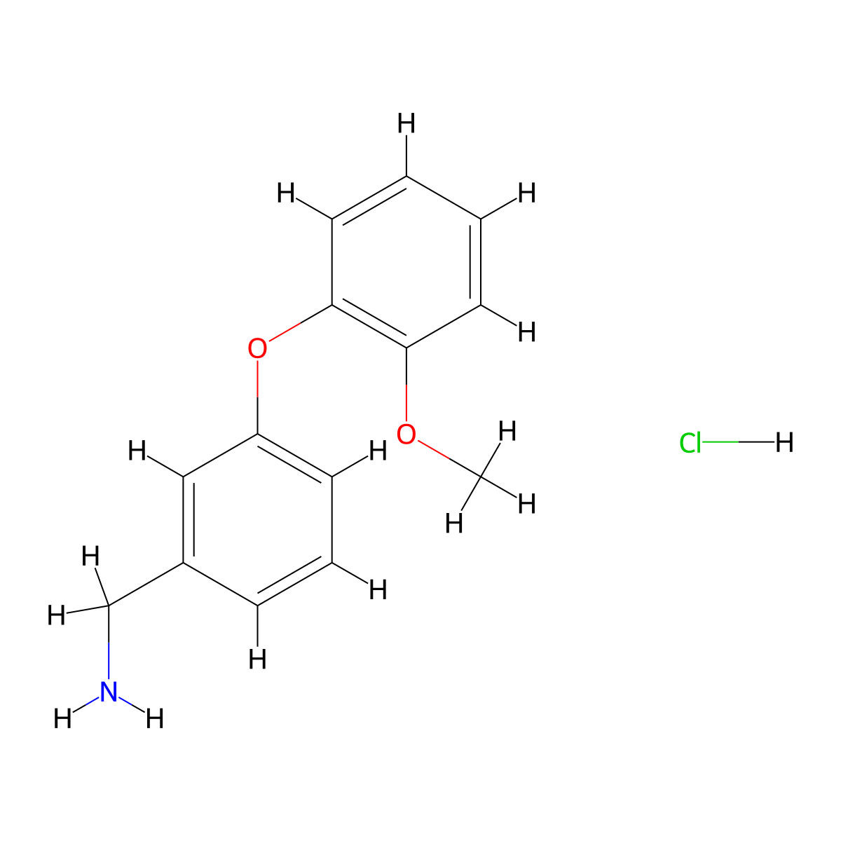 3-(2-Methoxyphenoxy)benzylamine hydrochloride molecular structure, CAS 1171099-72-1