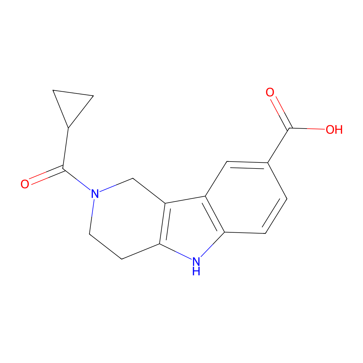 2-(Cyclopropylcarbonyl)-2,3,4,5-tetrahydro-1H-pyrido[4,3-b]indole-8-carboxylic acid molecular structure, CAS 1171102-37-6