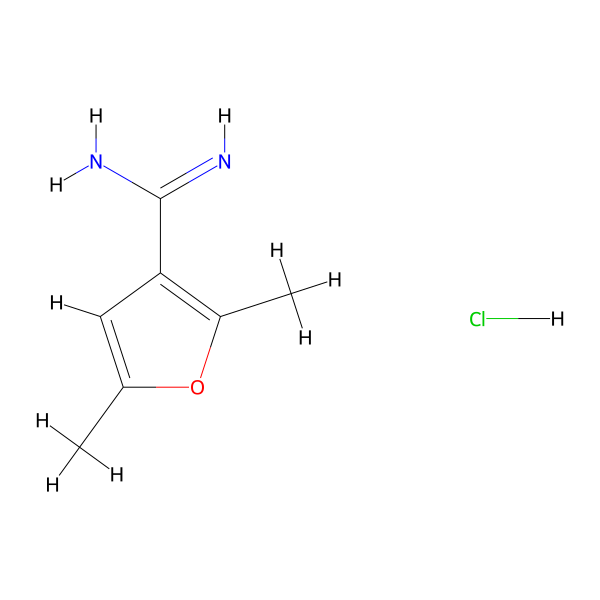 2,5-Dimethylfuran-3-carboximidamide hydrochloride molecular structure, CAS 1171102-44-5