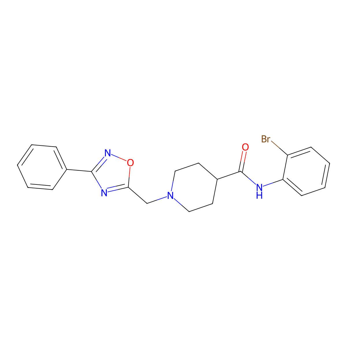 N-(2-bromophenyl)-1-[(3-phenyl-1,2,4-oxadiazol-5-yl)methyl]piperidine-4-carboxamide molecular structure, CAS 1171102-63-8