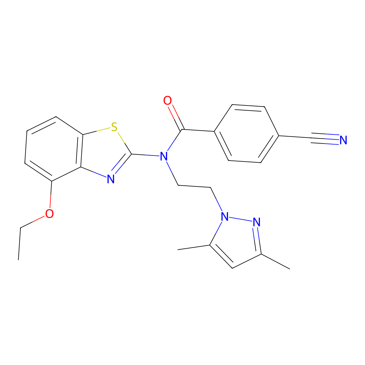 4-cyano-N-(2-(3,5-dimethyl-1H-pyrazol-1-yl)ethyl)-N-(4-ethoxybenzo[d]thiazol-2-yl)benzamide molecular structure, CAS 1171102-94-5