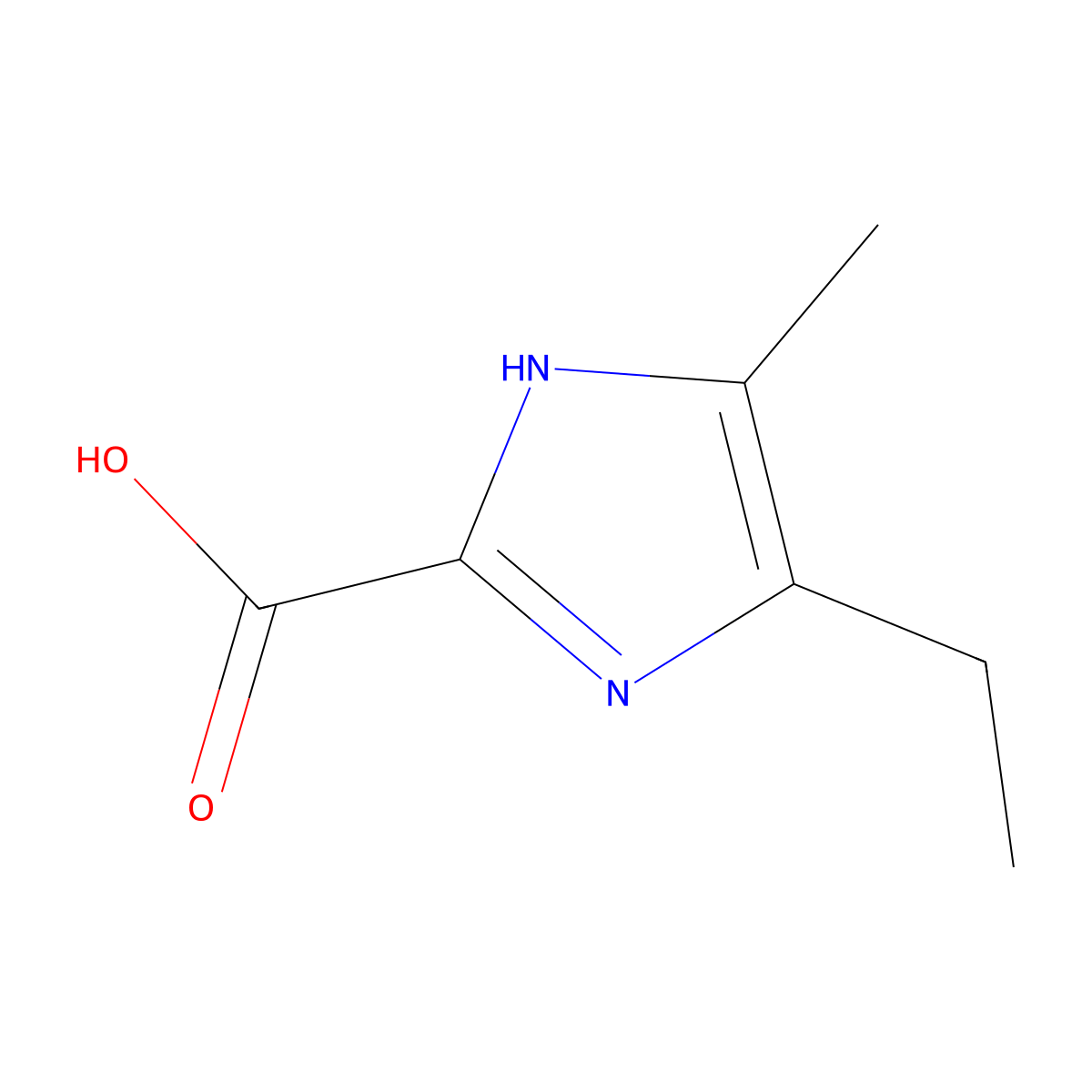 5-ethyl-4-methyl-1H-imidazole-2-carboxylic acid molecular structure, CAS 1171124-93-8