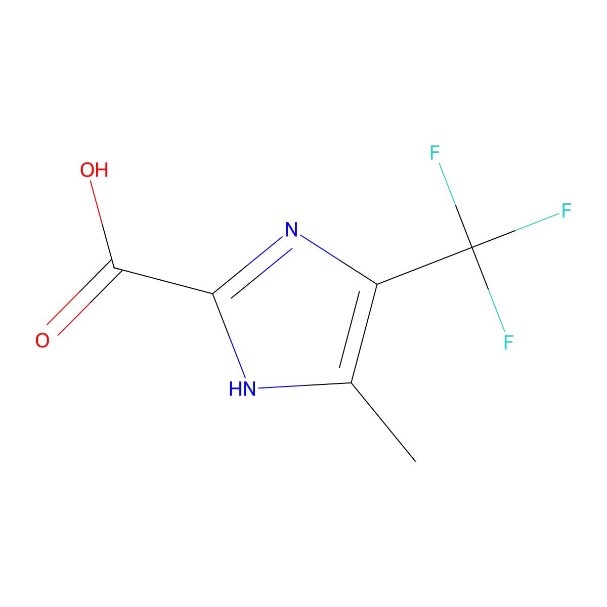 5-methyl-4-(trifluoromethyl)-1H-imidazole-2-carboxylic acid molecular structure, CAS 1171125-38-4