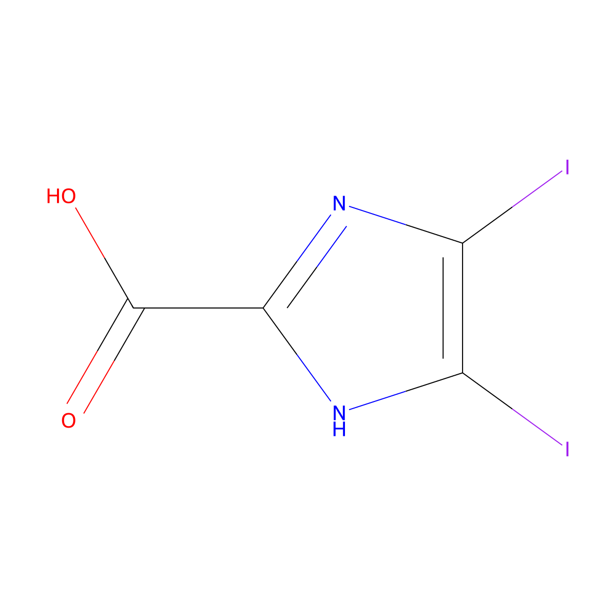 4,5-diiodo-1H-imidazole-2-carboxylic acid molecular structure, CAS 1171126-30-9