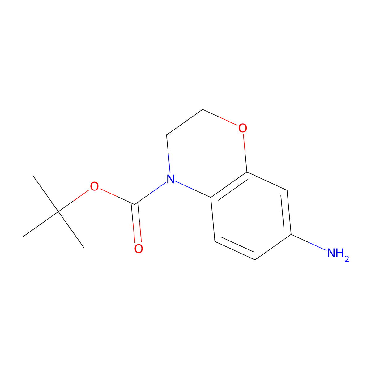 tert-butyl 7-amino-3,4-dihydro-2H-1,4-benzoxazine-4-carboxylate molecular structure, CAS 1171126-84-3
