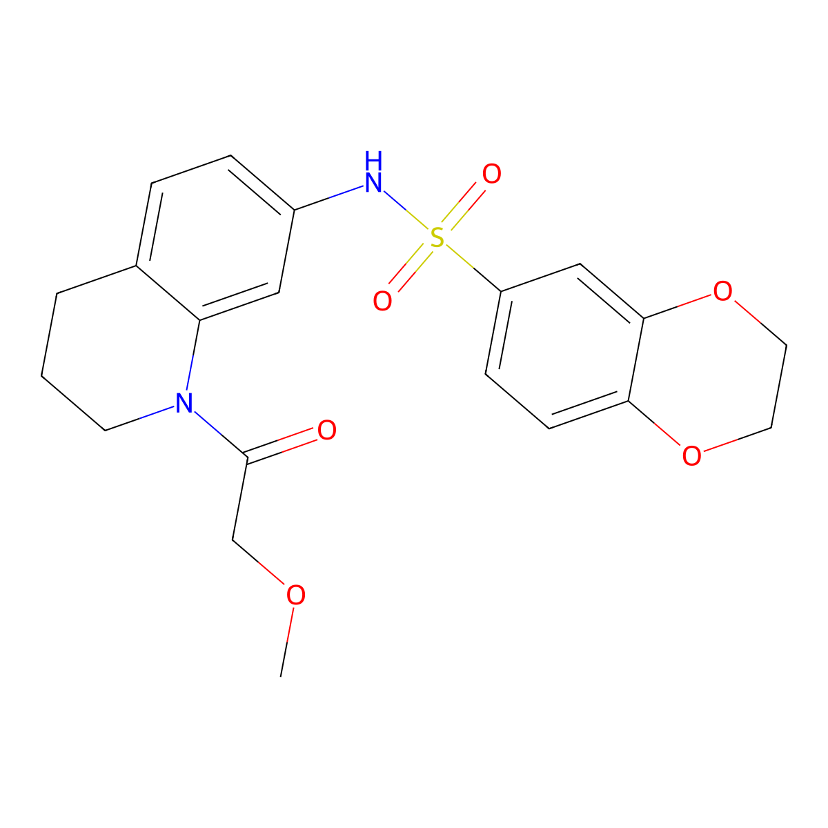 N-(1-(2-methoxyacetyl)-1,2,3,4-tetrahydroquinolin-7-yl)-2,3-dihydrobenzo[b][1,4]dioxine-6-sulfonamide molecular structure, CAS 1171135-84-4