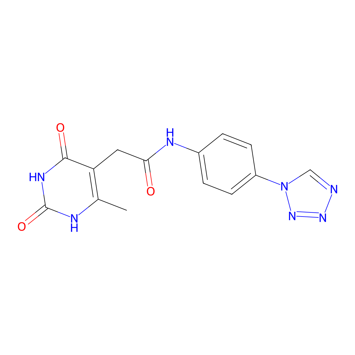 N-(4-(1H-tetrazol-1-yl)phenyl)-2-(6-methyl-2,4-dioxo-1,2,3,4-tetrahydropyrimidin-5-yl)acetamide molecular structure, CAS 1171138-15-0