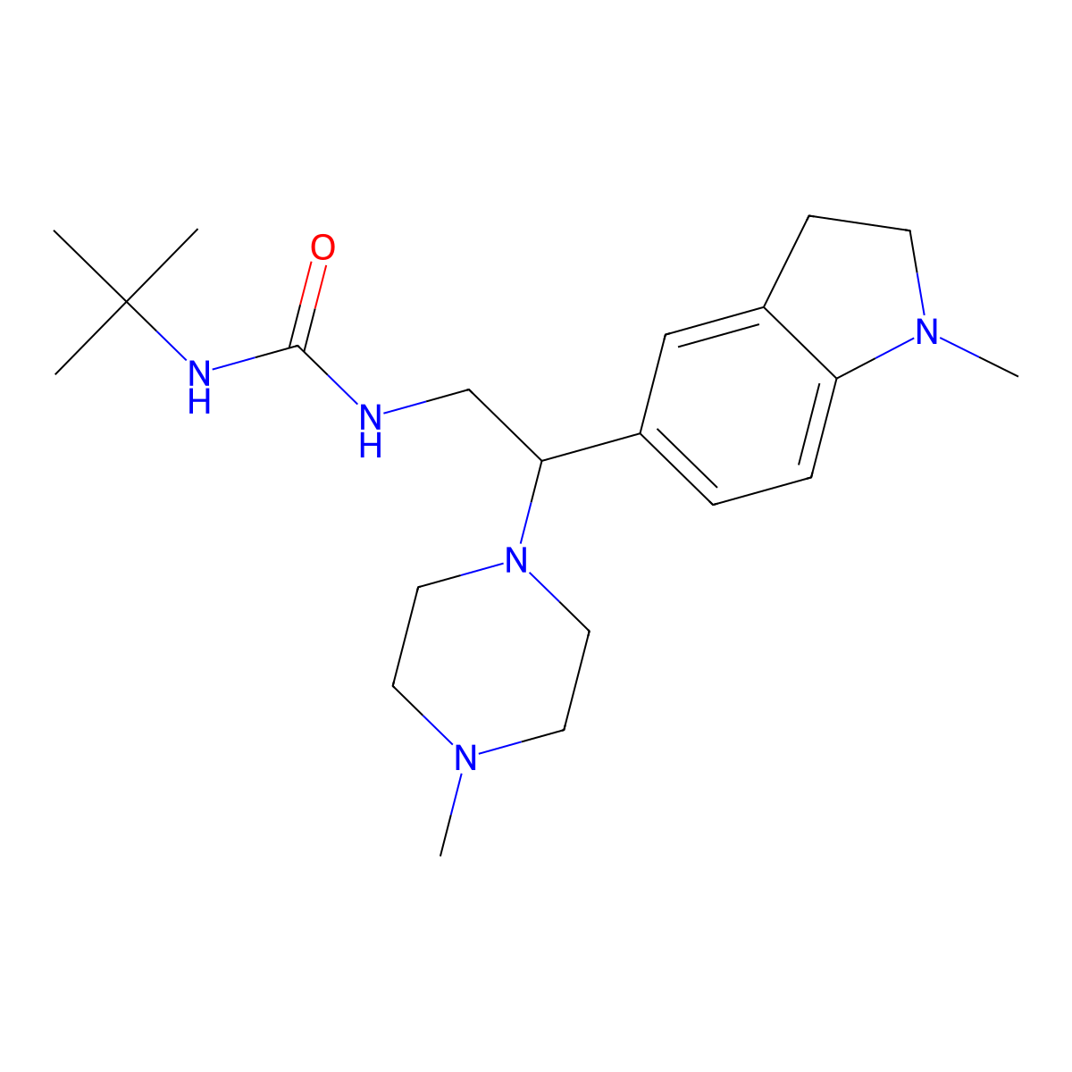 1-(Tert-butyl)-3-(2-(1-methylindolin-5-yl)-2-(4-methylpiperazin-1-yl)ethyl)urea molecular structure, CAS 1171138-28-5