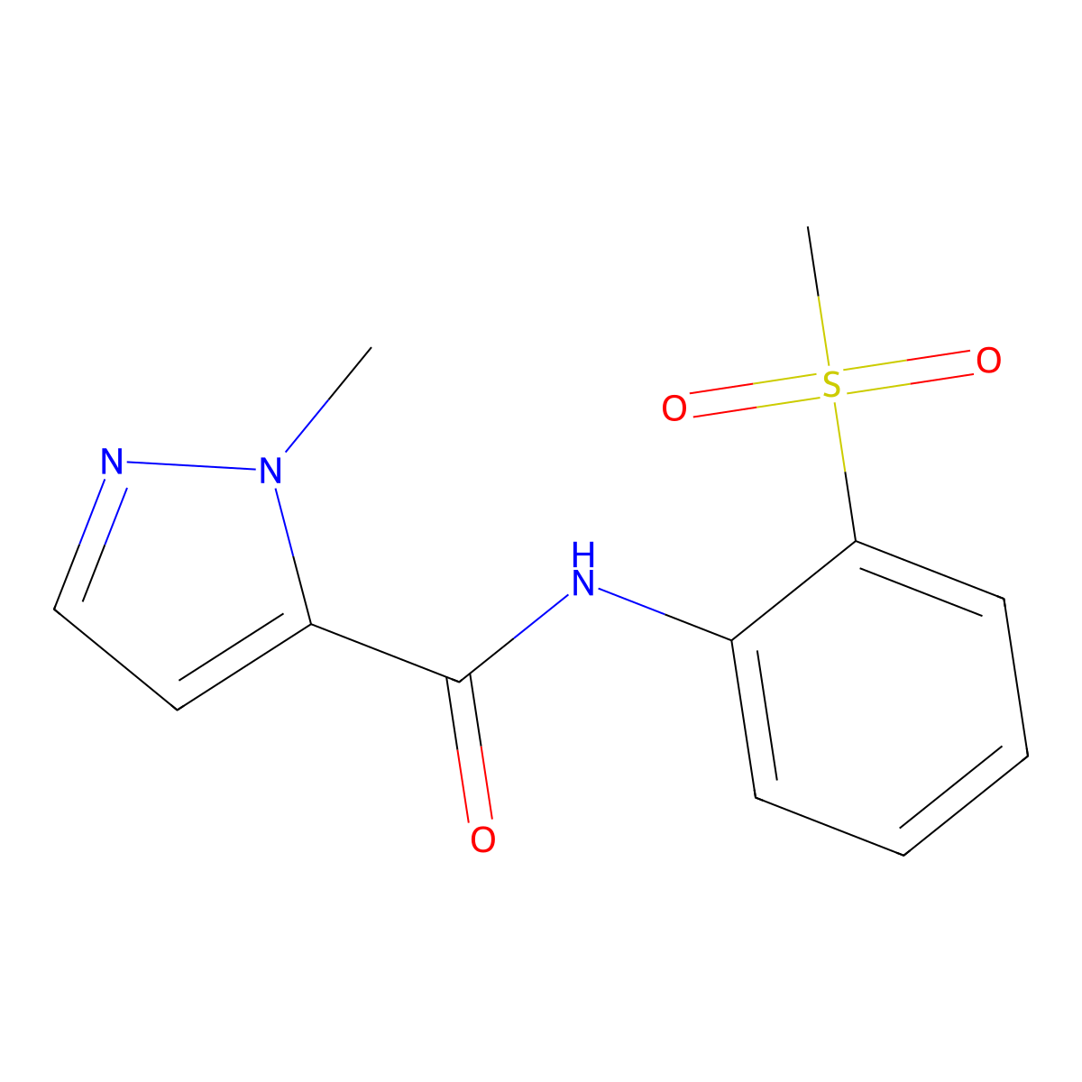 N-(2-methanesulfonylphenyl)-1-methyl-1H-pyrazole-5-carboxamide molecular structure, CAS 1171142-47-4