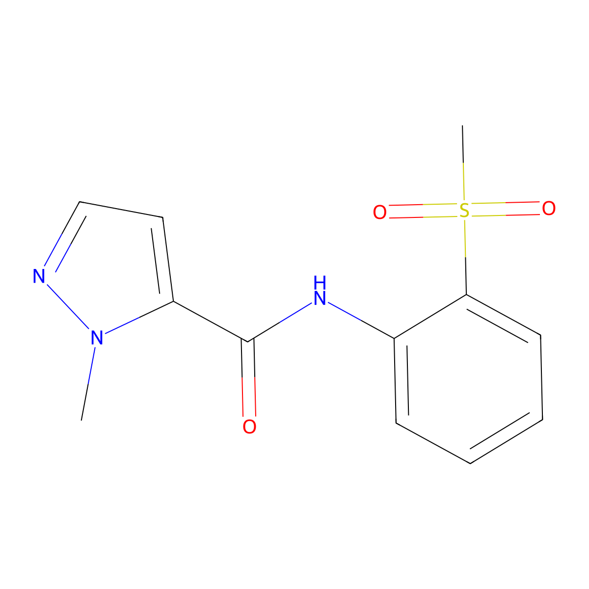 N-(2-methanesulfonylphenyl)-1-methyl-1H-pyrazole-5-carboxamide molecular structure, CAS 1171142-47-4