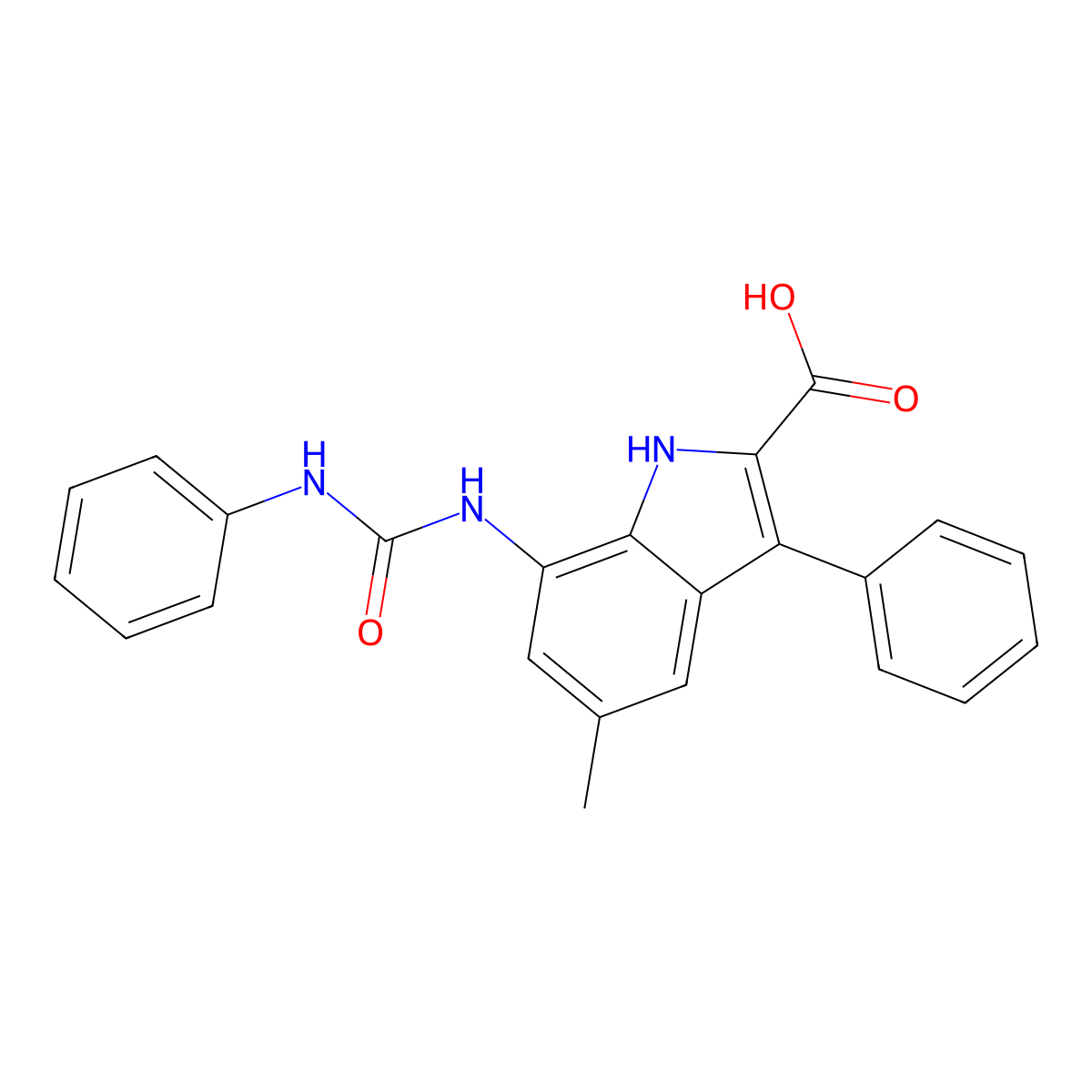 7-[(Anilinocarbonyl)amino]-5-methyl-3-phenyl-1H-indole-2-carboxylic acid molecular structure, CAS 1171142-83-8
