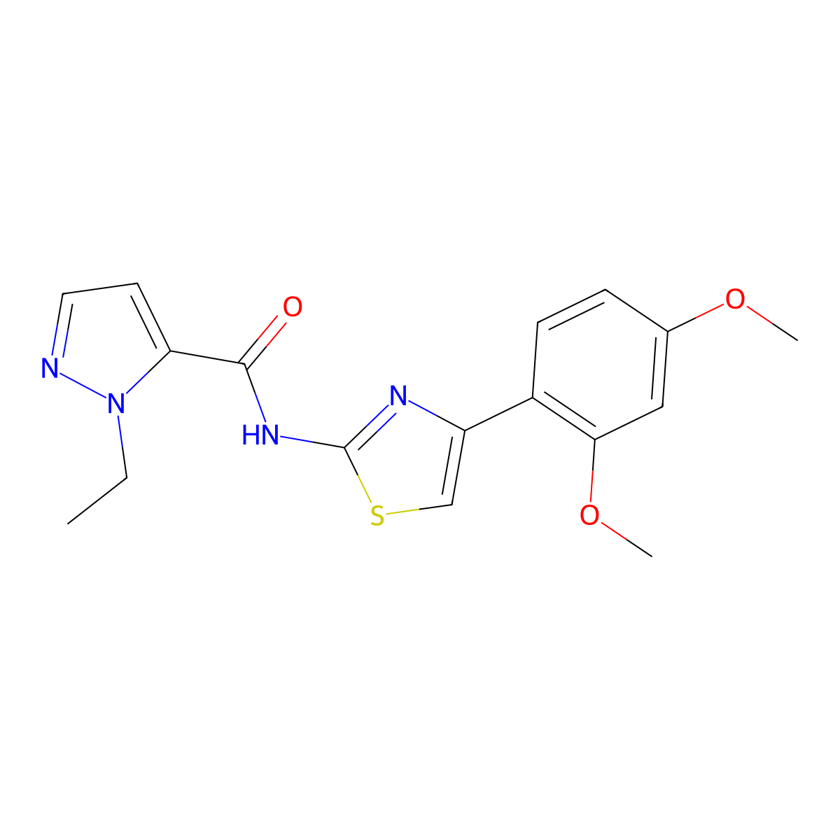 N-(4-(2,4-dimethoxyphenyl)thiazol-2-yl)-1-ethyl-1H-pyrazole-5-carboxamide molecular structure, CAS 1171142-94-1