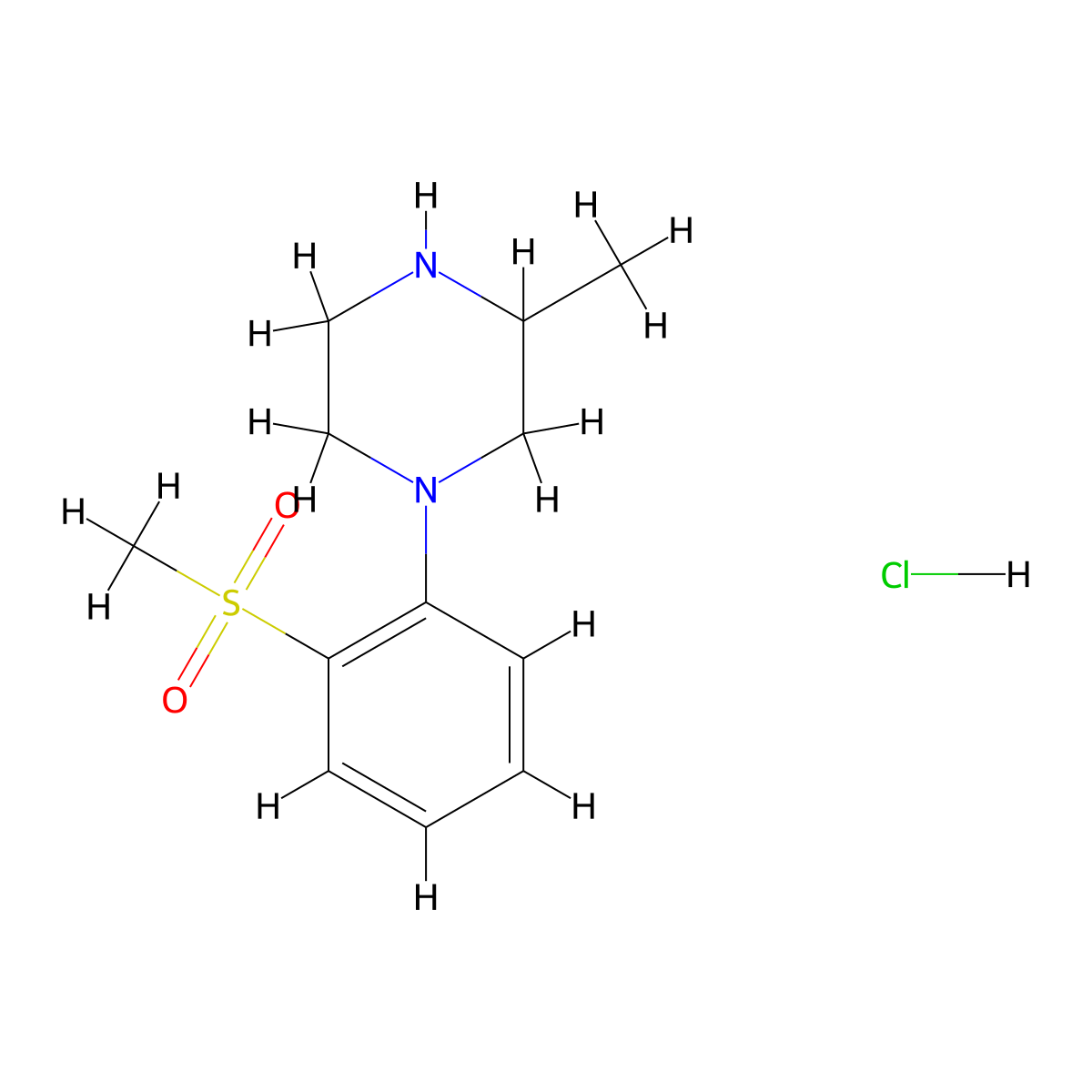 1-[2-(Methylsulfonyl)phenyl]-3-methylpiperazine hydrochloride molecular structure, CAS 1171143-63-7