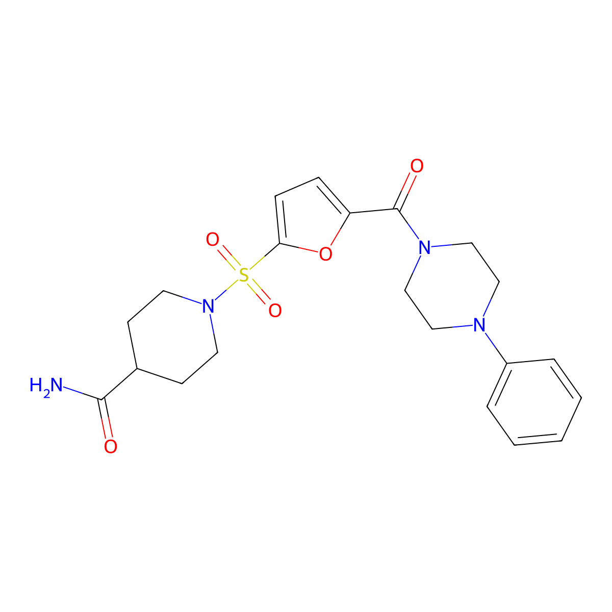 1-((5-(4-Phenylpiperazine-1-carbonyl)furan-2-yl)sulfonyl)piperidine-4-carboxamide molecular structure, CAS 1171144-13-0