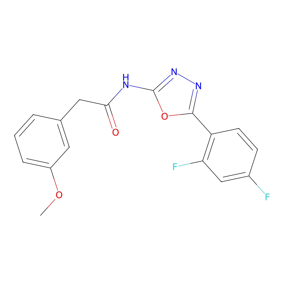 N-(5-(2,4-difluorophenyl)-1,3,4-oxadiazol-2-yl)-2-(3-methoxyphenyl)acetamide molecular structure, CAS 1171144-49-2