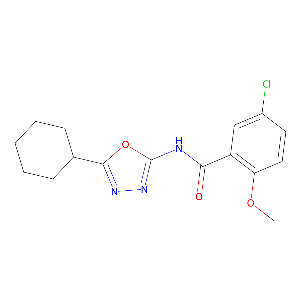 5-chloro-N-(5-cyclohexyl-1,3,4-oxadiazol-2-yl)-2-methoxybenzamide molecular structure, CAS 1171144-97-0