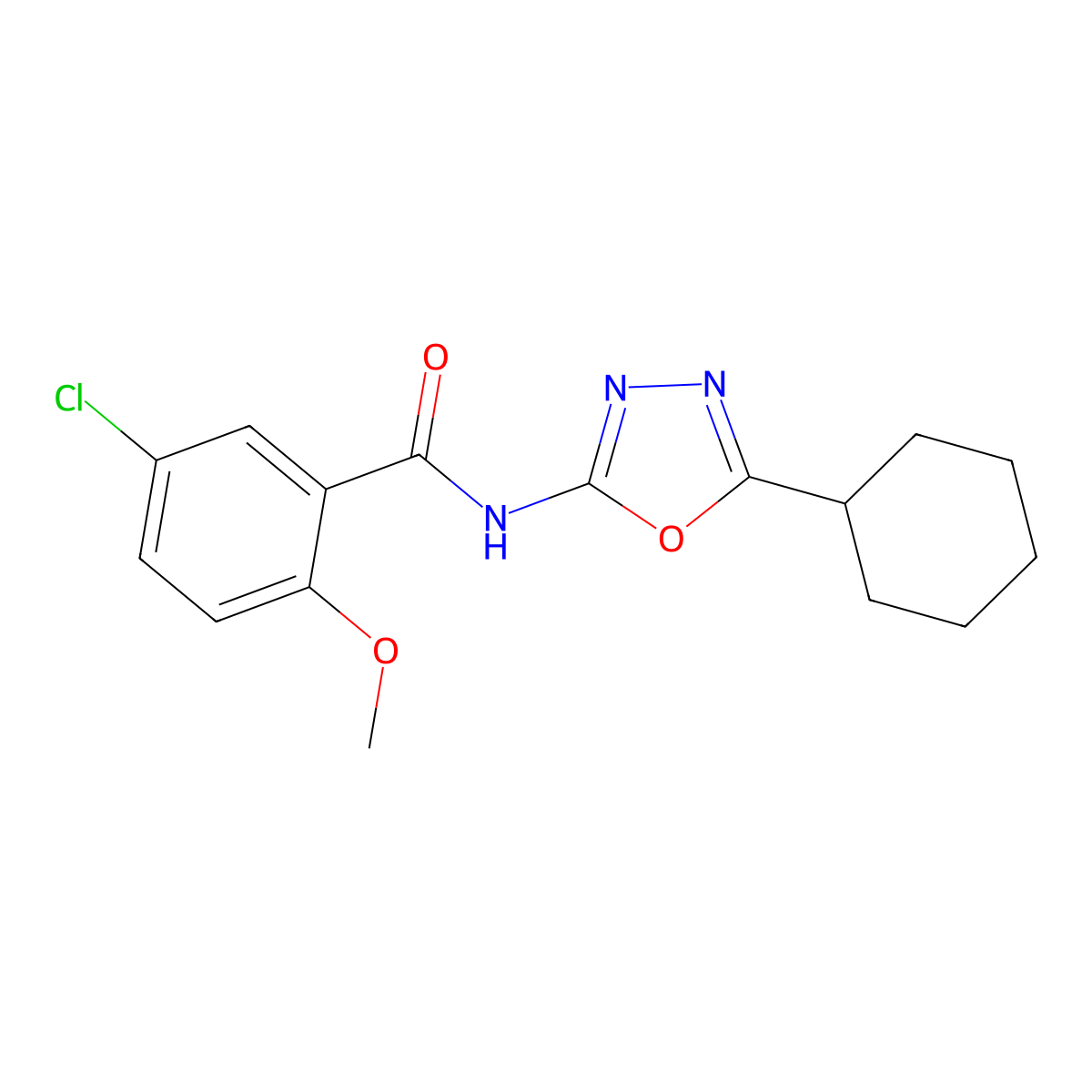 5-chloro-N-(5-cyclohexyl-1,3,4-oxadiazol-2-yl)-2-methoxybenzamide molecular structure, CAS 1171144-97-0