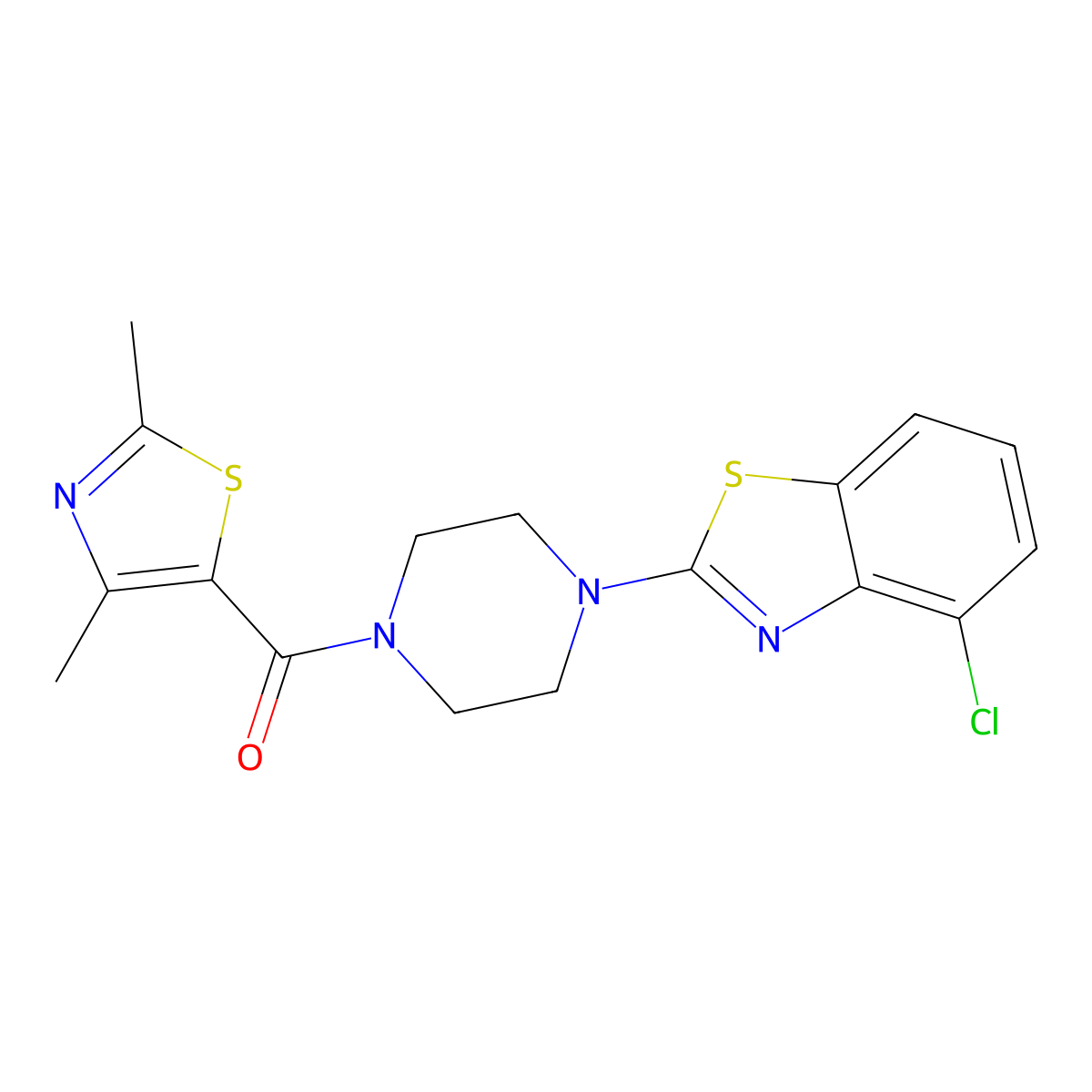 (4-(4-Chlorobenzo[d]thiazol-2-yl)piperazin-1-yl)(2,4-dimethylthiazol-5-yl)methanone molecular structure, CAS 1171145-12-2