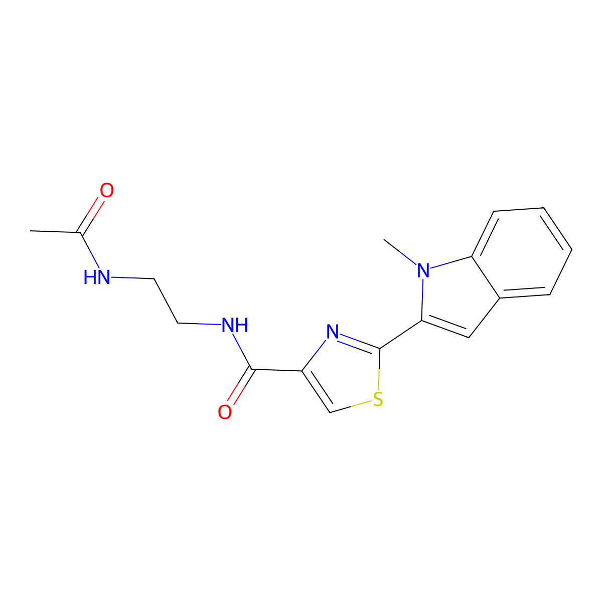 N-(2-acetamidoethyl)-2-(1-methyl-1H-indol-2-yl)thiazole-4-carboxamide molecular structure, CAS 1171146-93-2