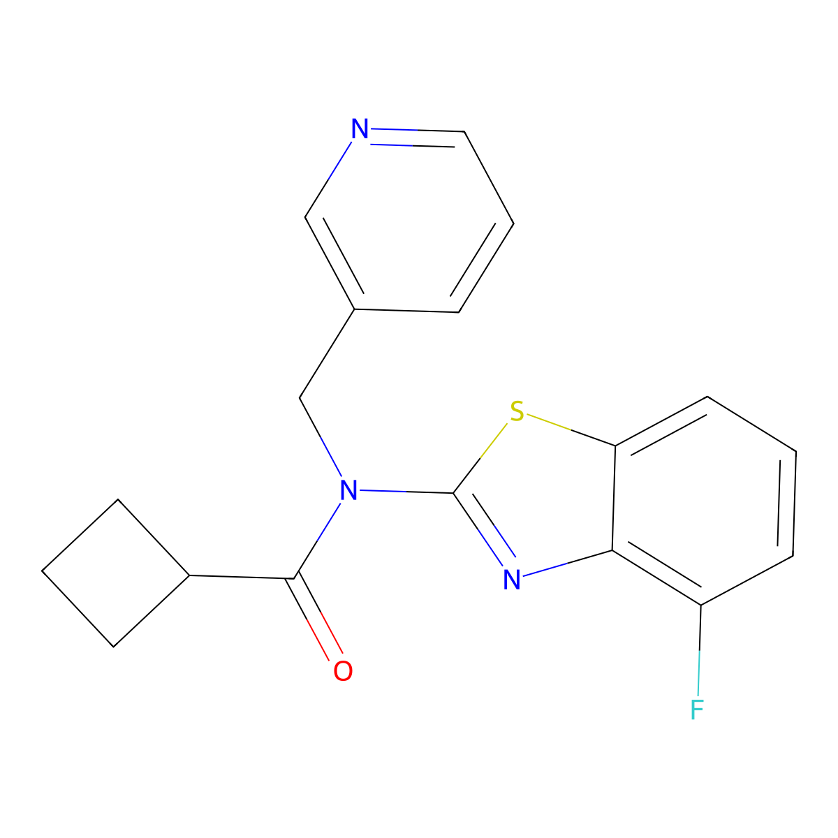 N-(4-fluorobenzo[d]thiazol-2-yl)-N-(pyridin-3-ylmethyl)cyclobutanecarboxamide molecular structure, CAS 1171149-55-5