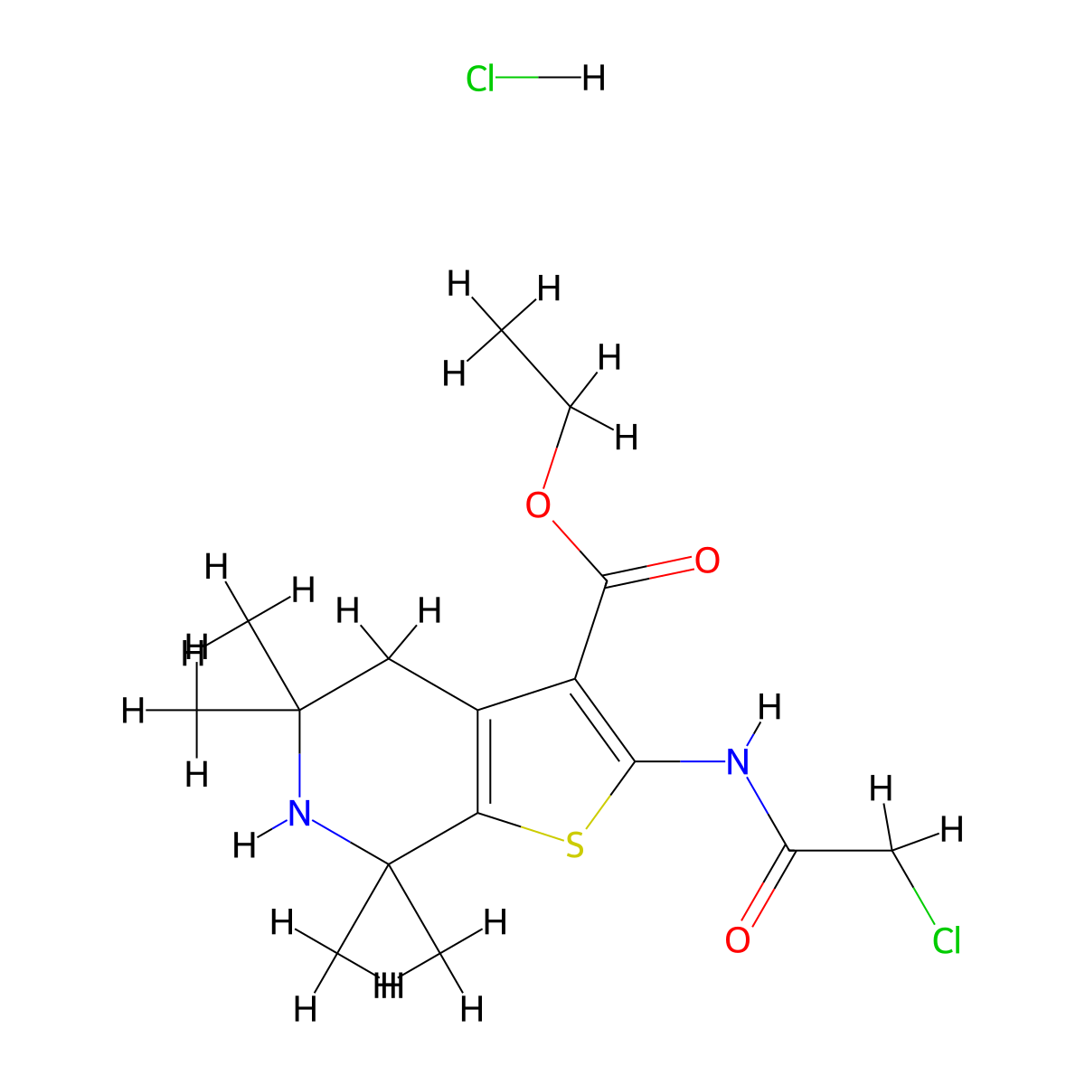 ethyl 2-(2-chloroacetamido)-5,5,7,7-tetramethyl-4H,5H,6H,7H-thieno[2,3-c]pyridine-3-carboxylate hydrochloride molecular structure, CAS 1171150-66-5