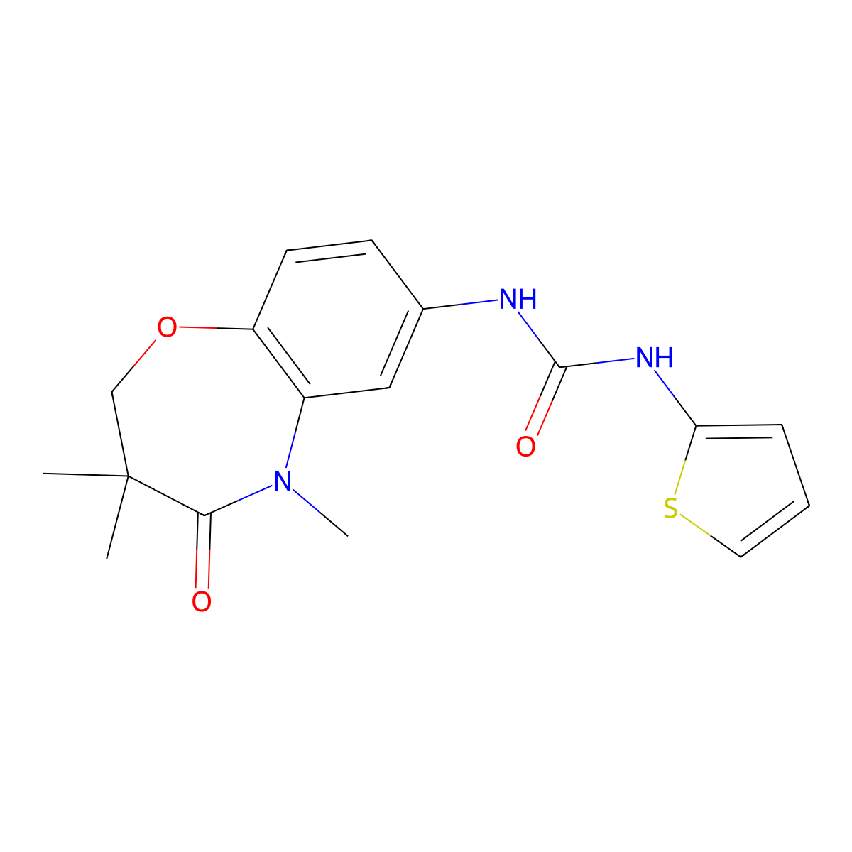 1-(Thiophen-2-yl)-3-(3,3,5-trimethyl-4-oxo-2,3,4,5-tetrahydrobenzo[b][1,4]oxazepin-7-yl)urea molecular structure, CAS 1171151-30-6