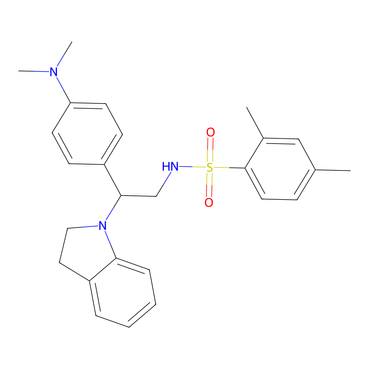 N-(2-(4-(dimethylamino)phenyl)-2-(indolin-1-yl)ethyl)-2,4-dimethylbenzenesulfonamide molecular structure, CAS 1171151-69-1