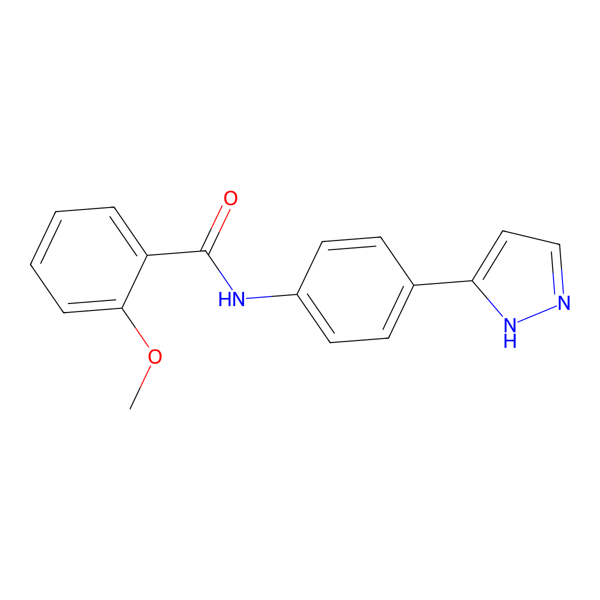 2-methoxy-N-[4-(1H-pyrazol-3-yl)phenyl]benzamide molecular structure, CAS 1171154-35-0