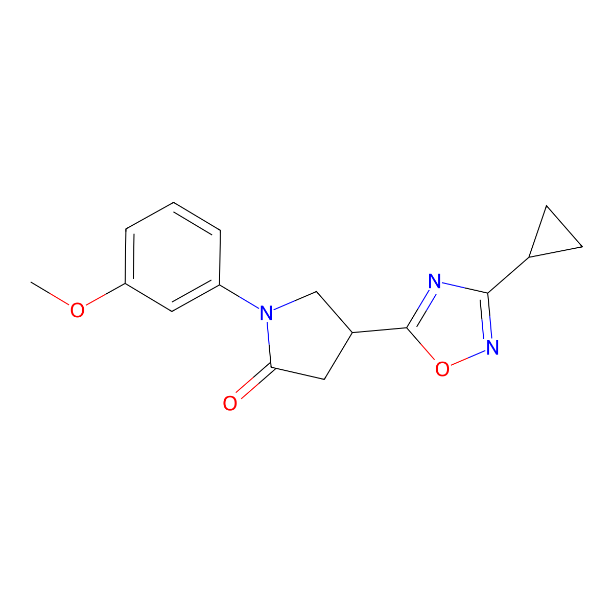 4-(3-Cyclopropyl-1,2,4-oxadiazol-5-yl)-1-(3-methoxyphenyl)pyrrolidin-2-one molecular structure, CAS 1171155-46-6