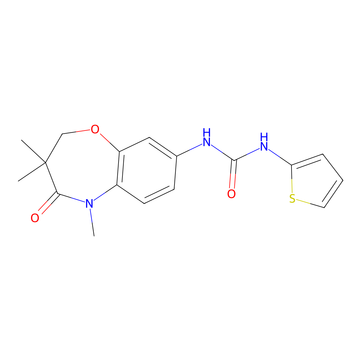 1-(Thiophen-2-yl)-3-(3,3,5-trimethyl-4-oxo-2,3,4,5-tetrahydrobenzo[b][1,4]oxazepin-8-yl)urea molecular structure, CAS 1171163-71-5